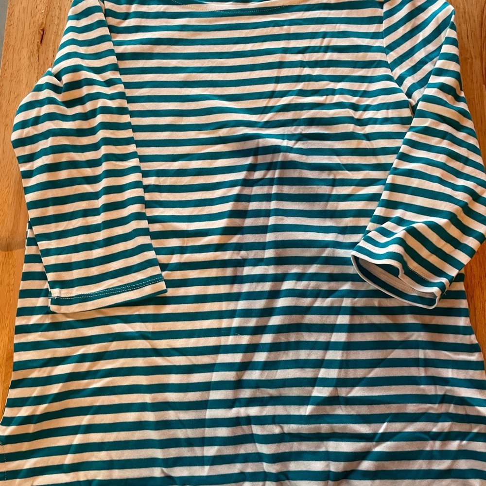 Lands' End Teal and White Striped Tunic